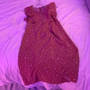 Long pink dress polka dots